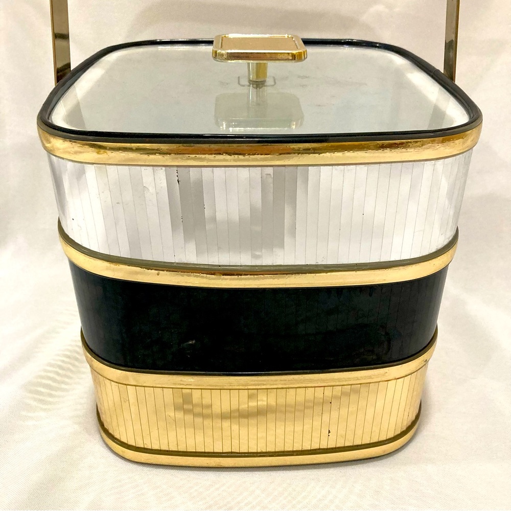 Vintage MCM ice bucket and tongs